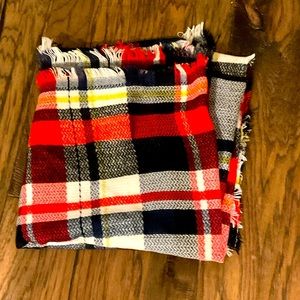 Red, Blue & Yellow plaid blanket scarf